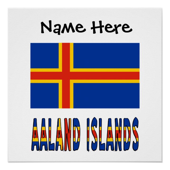 Póster Bandera Ålander de las Islas Ashland personalizada (Anverso)