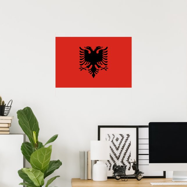 Póster Bandera albanesa (Oficina en casa)