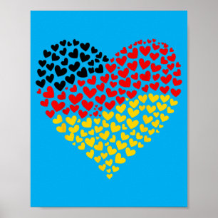 Póster Bandera alemana corazón de Pion para mujeres y niñ