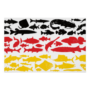 Póster Bandera alemana hecha de peces - Diseño de pesca p