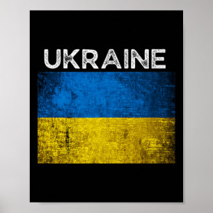 Póster Bandera amarilla azul ucraniana con la palabra Ucr