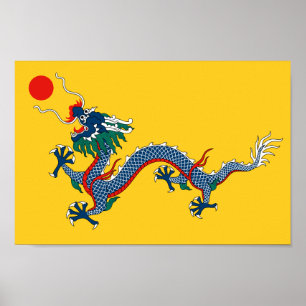 Póster Bandera amarilla imperial del dragón, dinastía de