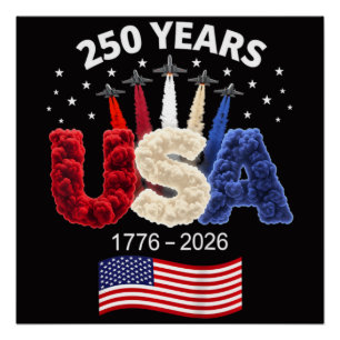 Póster Bandera Americana 250 Aniversario de EE. UU. 250 A