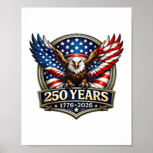 Póster Bandera Americana 4 de Julio Águila Vintage 250 Añ