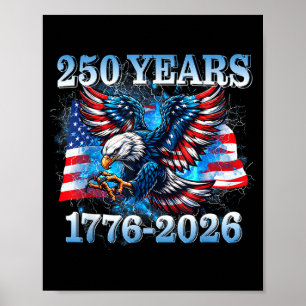 Póster Bandera americana águila 250 años 1776-2026 chicos