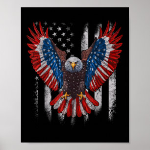 Póster Bandera Americana Águila Calva 4 De Julio Usa Patr