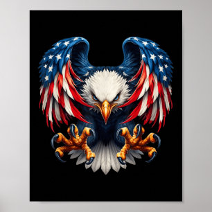 Póster Bandera Americana Águila Calva Patriótica Águila 4