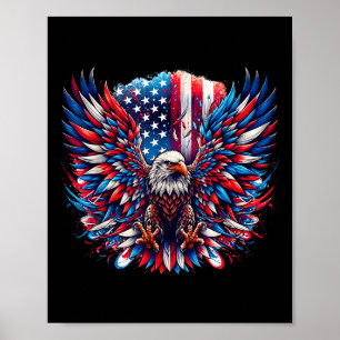 Póster Bandera Americana Águila Calva Patriótica Águila 4