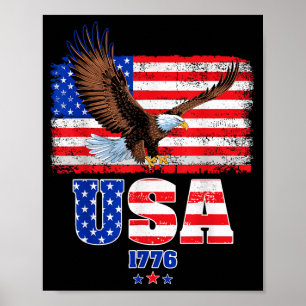 Póster Bandera Americana Águila Patriótica Día de la Inde