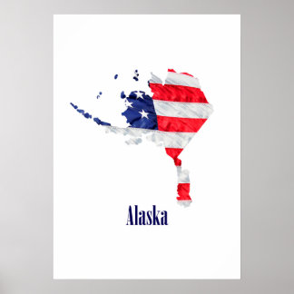 Póster Bandera Americana Alaska Estados Unidos