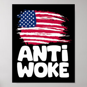 Póster Bandera Americana Anti Woke Conservadora Republica