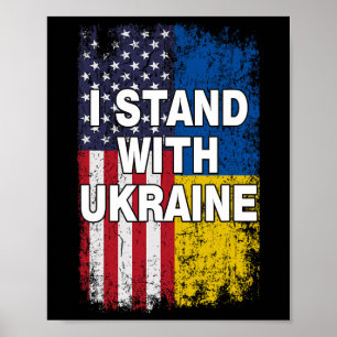 Póster Bandera Americana Apoyamos La Bandera De Ucrania M