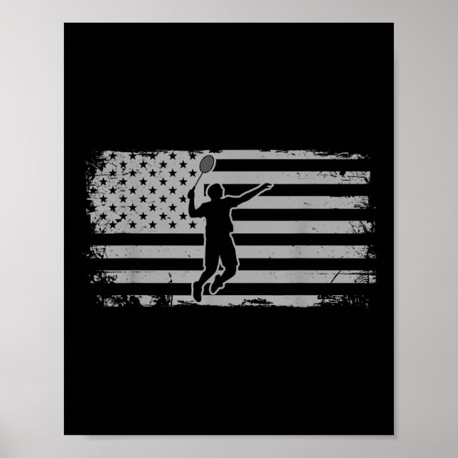 Póster Bandera Americana Bádminton de volea  (Frente)