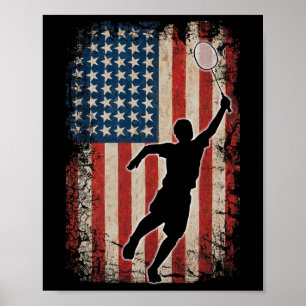 Póster Bandera Americana Badminton Transbordador Deportes