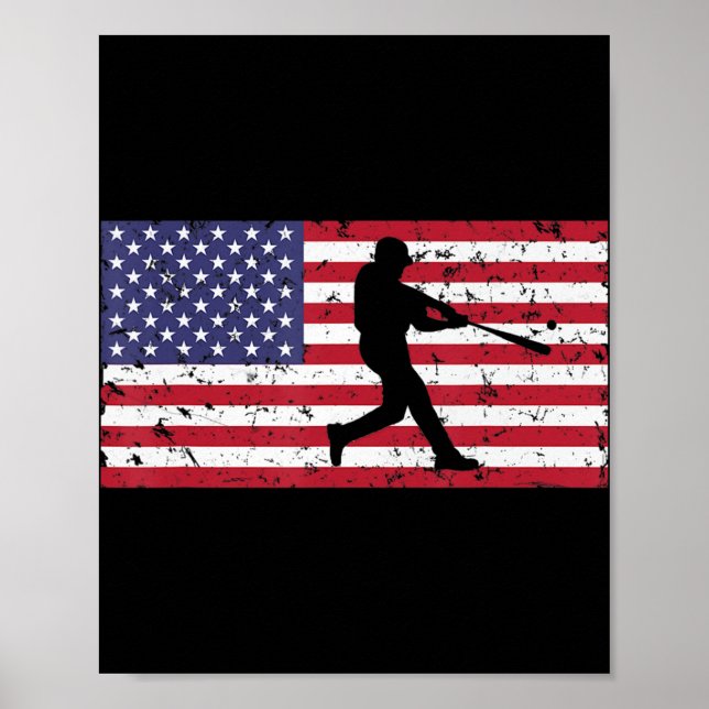 Póster Bandera Americana Béisbol Guay Vintage Gift Jersey (Frente)