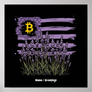 Póster Bandera Americana Bitcoin BTC Revolución Divertida