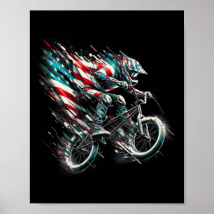 Póster Bandera Americana Bmx Usa - Bmx Vintage Deteriorad