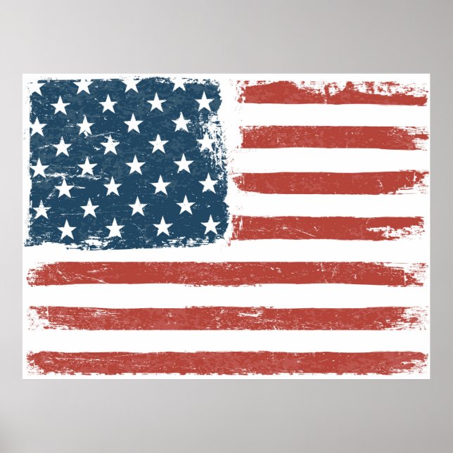 Póster Bandera Americana Borde fondo. Versión de Raster.  (Frente)