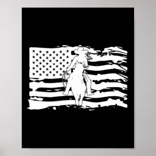 Póster Bandera Americana Caballo Lover Patriotic Horsebac