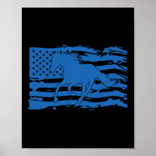 Póster Bandera Americana Caballo Lover Patriotic Horsebac