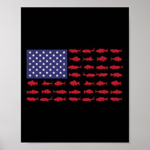 Póster Bandera Americana Camisas de Pesca 4 de julio Niño
