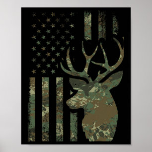 Póster Bandera Americana Camo Regalo De Caza De Patos Par