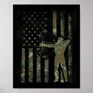Póster Bandera Americana Camo Regalo De Caza De Púas Para