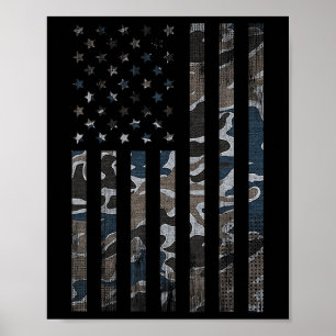 Póster Bandera Americana Camuflaje Camo Militar 4 De Juli