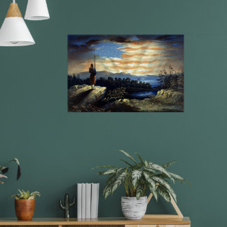 Póster Bandera Americana celestial en el cielo, Zouave Gu
