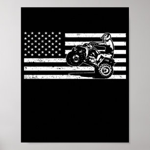 Póster Bandera Americana Cuatro Ruedas Quad Hombres ATV R
