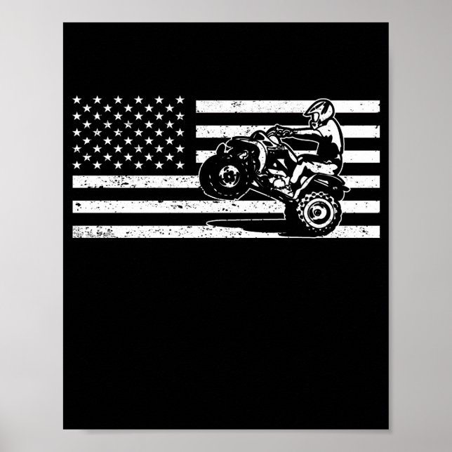 Póster Bandera Americana Cuatro Ruedas Quad Hombres ATV R (Frente)