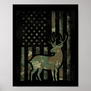 Póster Bandera Americana De Camo Caza De Pólidos Para La 