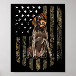 Póster Bandera americana de camuflaje German Wirehaired P