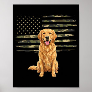 Póster Bandera Americana de Camuflaje Golden Retriever 4 