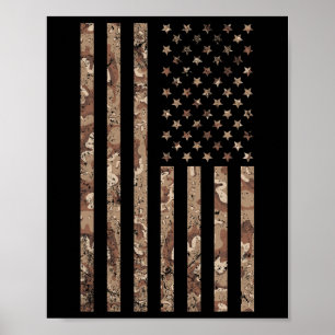 Póster Bandera Americana De Camuflaje Militar 4 De Julio 