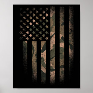 Póster Bandera Americana De Camuflaje Usa Táctico Militar