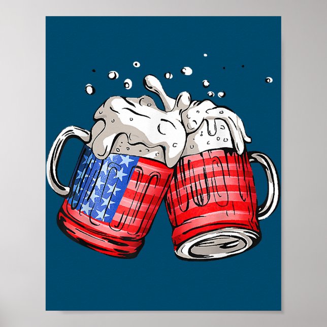Póster Bandera Americana De Cerveza 4 De Julio (Frente)