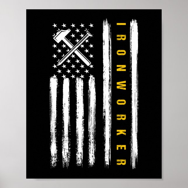 Póster Bandera Americana de Construcción de Empleado de H (Frente)