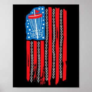 Póster Bandera Americana De Disc Golf Bysket Cadena 4 De 
