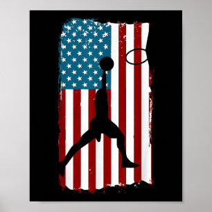 Póster Bandera Americana de EE. UU. Baloncesto Atleta Pat