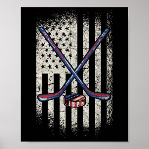 Póster Bandera Americana de Hockey - Hockey sobre hielo d