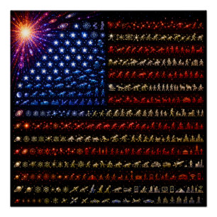 Póster Bandera Americana de la Evolución Big Bang a la