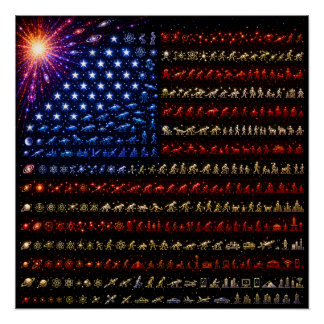 Póster Bandera Americana de la Evolución | Big Bang a la 