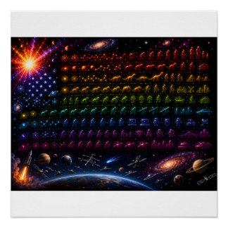 Póster Bandera Americana de la Evolución Cósmica | Big Ba