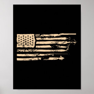 Póster Bandera Americana De Pesca Usa Pesca Vintage Pesca