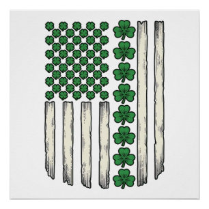 Póster Bandera americana de trébol Diseño vectorial vinta