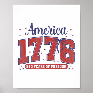 Póster Bandera Americana del 4 de Julio Vintage 250 Años
