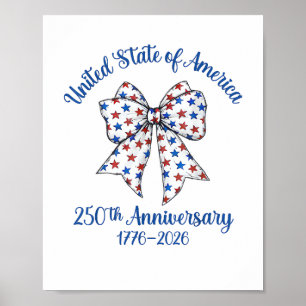 Póster Bandera Americana del 4 de Julio Vintage 250 Años 