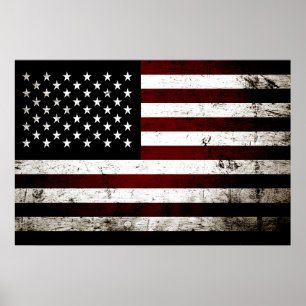 Póster Bandera americana del Grunge negro