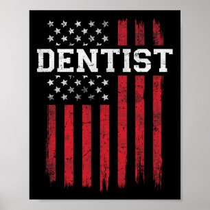 Póster Bandera Americana Dentista Patriota Estadounidense
